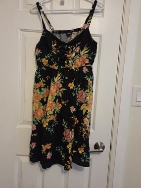 Torrid Black Floral Sundress with Yellow & Orange looms